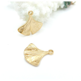 Pendentifs Feuille de Ginkgo 15.5 mm – Acier Inoxydable 304 Doré à l’Or Fin 18K Ionique