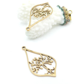 Pendentif Géométriques avec Arbre 39.5 mm – Acier Inoxydable Doré à l'or fin 18K, IONIQUE