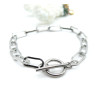 Bracelet  20.5cm maille Ovale rectangle 14mm et T Toggle  – Acier Inoxydable 304 Argenté