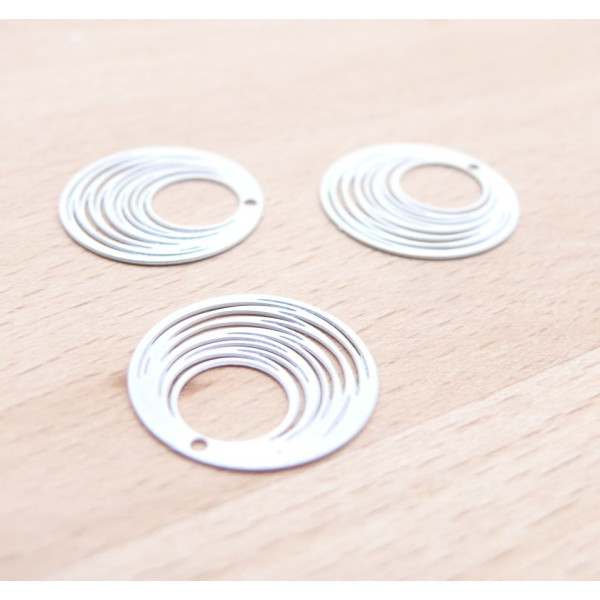 Estampes Pendentifs Filigrane Cercle 15.5 mm – Métal Blanc