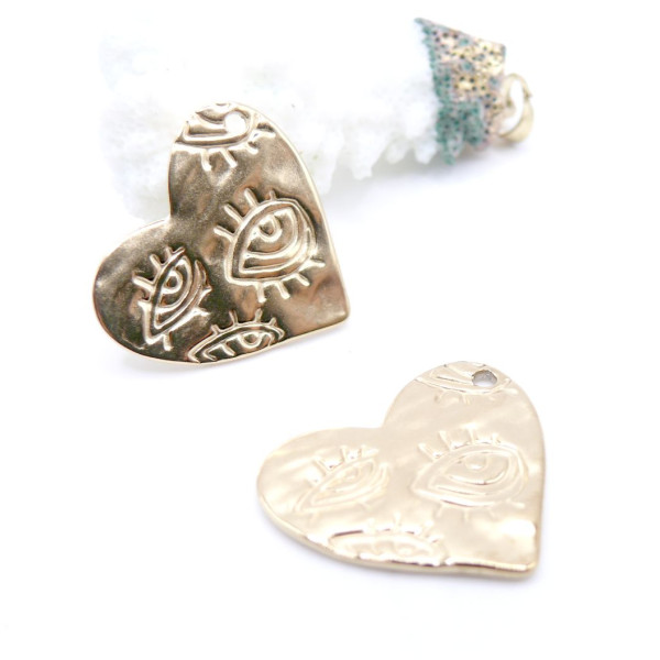 Pendentif Lune avec Amulette 28 mm – Acier Inoxydable 304 Doré à l'or fin 18K