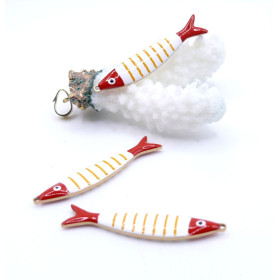 Pendentifs Poisson allongés 40 x 8 mm, en résine émaillée Acier Inox 304 - Doré