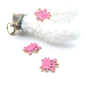 Pendentifs Crabe 12 – Résine Émaillée Rose Acier Inoxydable 304 Doré 18K