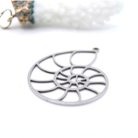Pendentif Coquillage 35 mm – Acier Inoxydable Argenté
