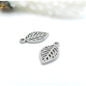 Pendentifs Petite Feuille 12 mm – Acier Inoxydable 304 Argenté