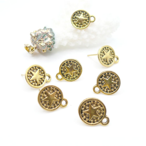Boucles d'Oreille Etoile et Picot 10mm avec anneau d'accroche – métal  Or Antique