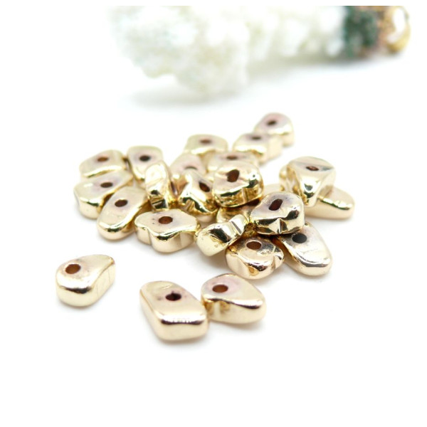 Perles Hématite forme Galet 5 par 9mm, métallisé Doré 14K