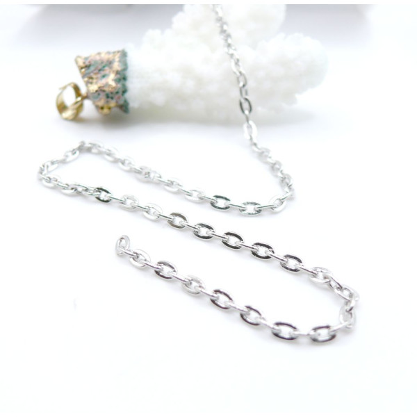 Chaine  maille forçat 3x4.5mm, finition Argent Platine