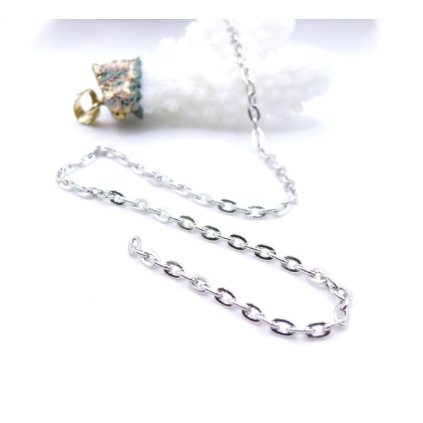 Chaine  maille forçat 3x4.5mm, finition Argent Platine