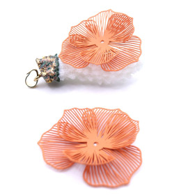 Estampes Pendentifs Filigrane Multi-Fleurs 39 mm 3D – Métal CORAIL