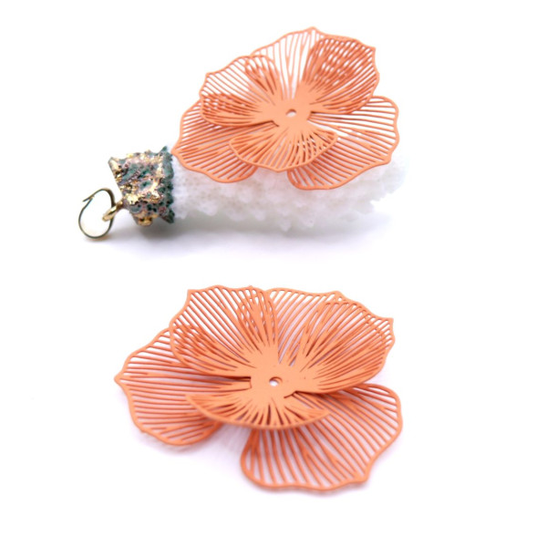 Estampes Pendentifs Filigrane Multi-Fleurs 39 mm 3D – Métal CORAIL