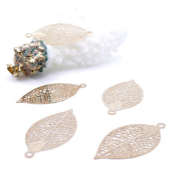 Estampes Pendentifs Filigrane Feuille 28 mm  – Laiton Doré