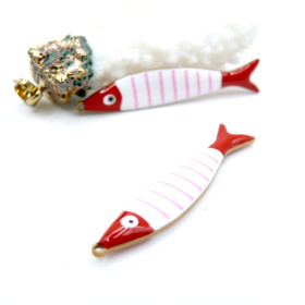 Pendentifs Poisson allongés 40 x 8 mm, en résine émaillée Acier Inox 304 - Doré