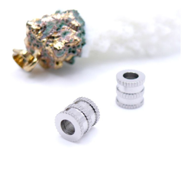 Perle Intercalaire  6mm, Trou 3mm – Acier Inoxydable Argent Platine