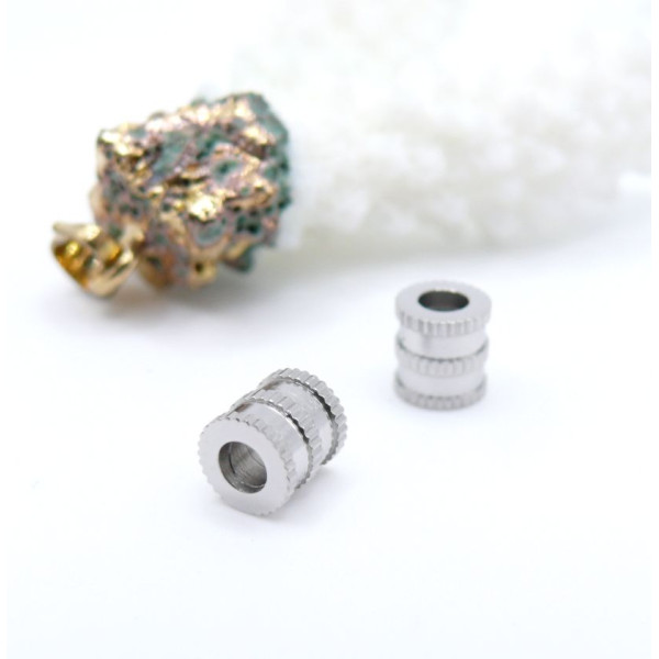 Perle Intercalaire  6mm, Trou 3mm – Acier Inoxydable Argent Platine