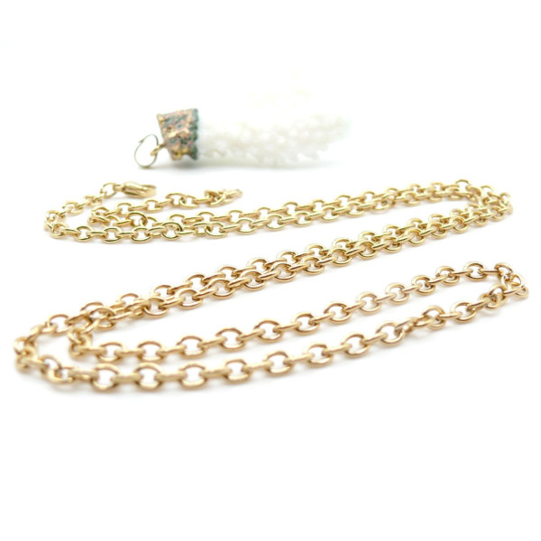 Sautoir 70 cm Maille Jaseron  – Acier Inoxydable 304 Doré à l’Or Fin 18K, Placage Ionique