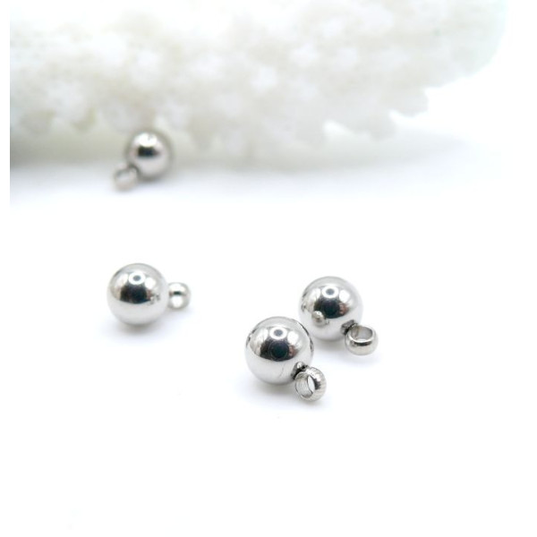 Pendentifs Bille 4mm – Acier Inoxydable 304 Argenté