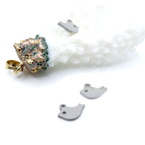 Pendentifs Oiseau 9.5 mm – Acier Inoxydable 304 Argenté