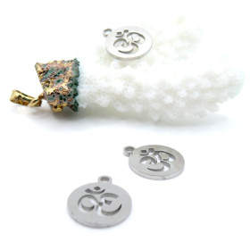 Pendentifs Yoga, Ohm 12 mm – Acier Inoxydable Argenté
