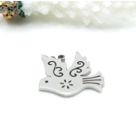 BU112412041718502867 – Lot de 1 Pendentif Oiseau Travaillé 15 mm – Acier Inoxydable 304 Argenté