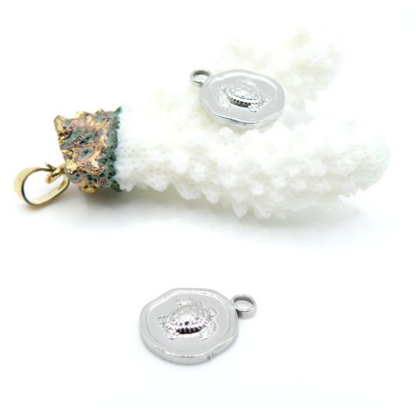 Pendentifs Tortue dans Médaillon 13 mm – Acier Inoxydable 304 Argenté