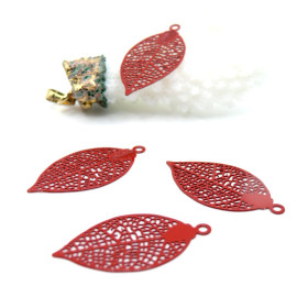 Estampes Pendentifs Filigrane Feuille 28 mm  – Laiton Rouge
