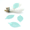 Estampes Pendentifs Filigrane Feuille 28 mm  – Laiton Bleu Vert pastel
