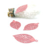 Estampes Pendentifs Filigrane Feuille 28 mm  – Laiton Rose