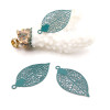 Estampes Pendentifs Filigrane Feuille 28 mm  – Laiton Vert  Canard