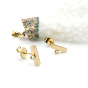 Boucles d’Oreilles Puce  Tige Rectangle Horizontale 10 mm – Acier Inoxydable 304 Doré 18K