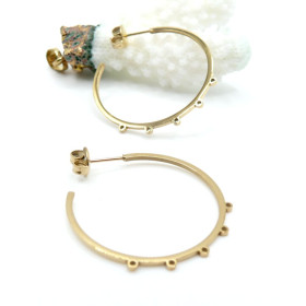 Créoles avec anneaux d'attache 30mm – Acier Inoxydable 304 Doré 14K