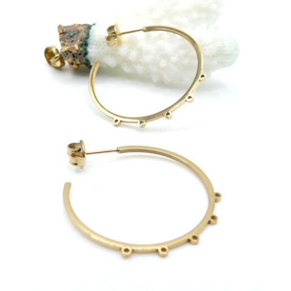 Créoles avec anneaux d'attache 30mm – Acier Inoxydable 304 Doré 14K