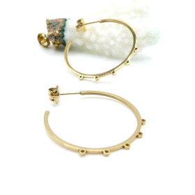 Créoles avec anneaux d'attache 30mm – Acier Inoxydable 304 Doré 14K