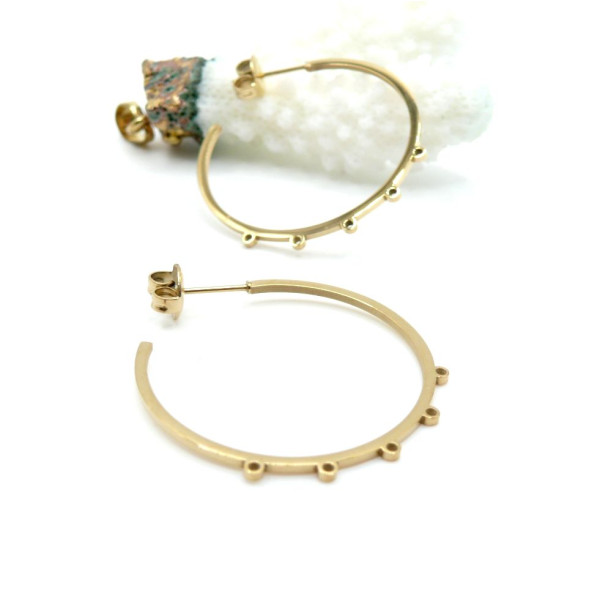 Créoles avec anneaux d'attache 30mm – Acier Inoxydable 304 Doré 14K