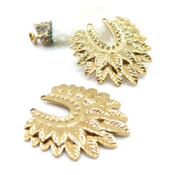 Connecteur Torque Plume Apache Boho 43 mm – Acier Inoxydable 304 Doré