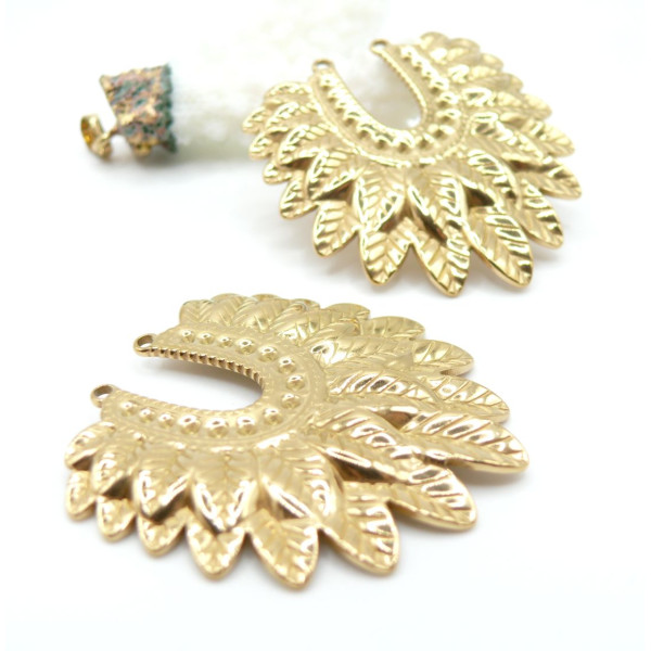 Connecteur Torque Plume Apache Boho 43 mm – Acier Inoxydable 304 Doré