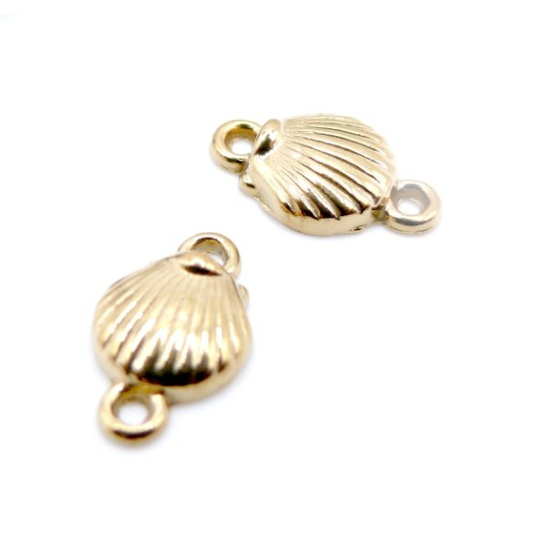 Connecteurs Coquille Saint-Jacques 11 mm – Acier Inoxydable 304 Doré à l’Or Fin 18K Ionique