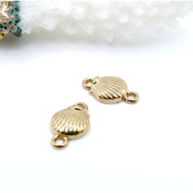 Connecteurs Coquille Saint-Jacques 11 mm – Acier Inoxydable 304 Doré à l’Or Fin 18K Ionique