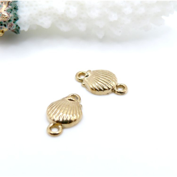 Connecteurs Coquille Saint-Jacques 11 mm – Acier Inoxydable 304 Doré à l’Or Fin 18K Ionique