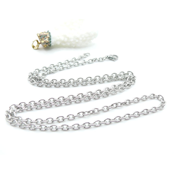 Sautoirs 70 cm Maille Rolo 5 par 4mm – Acier Inoxydable 304 Argent Platine