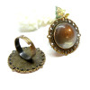 Supports de bague ARTY 20mm et 4 cabochons en verre laiton finition BRONZE