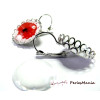 Supports Boucles d’oreille Dormeuse Vague 20mm Argent Platine et 4 Cabochons Verre