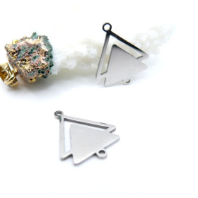 Pendentifs Double Triangle 19.5mm – Acier Inoxydable 304 Argenté