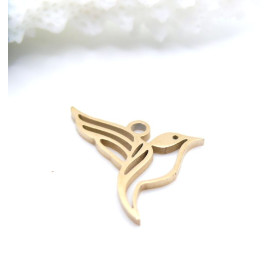Pendentif Oiseau Colibri 15mm – Acier Inoxydable 304 Doré