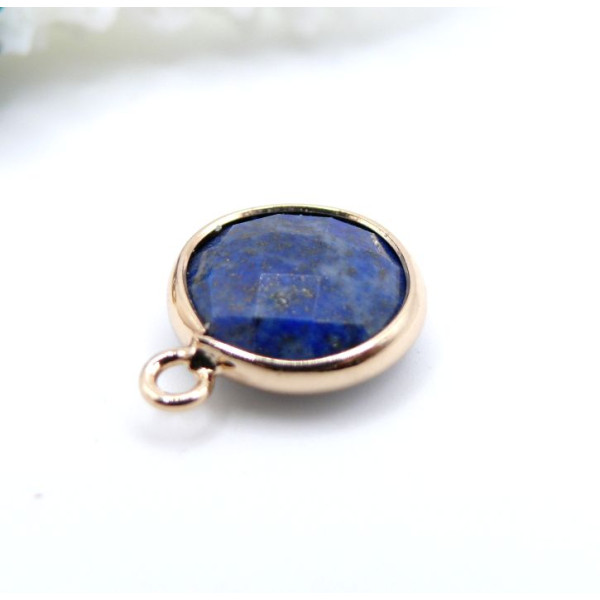 Pendentif Lapis lazuli facettée 14.5mm – Laiton Doré