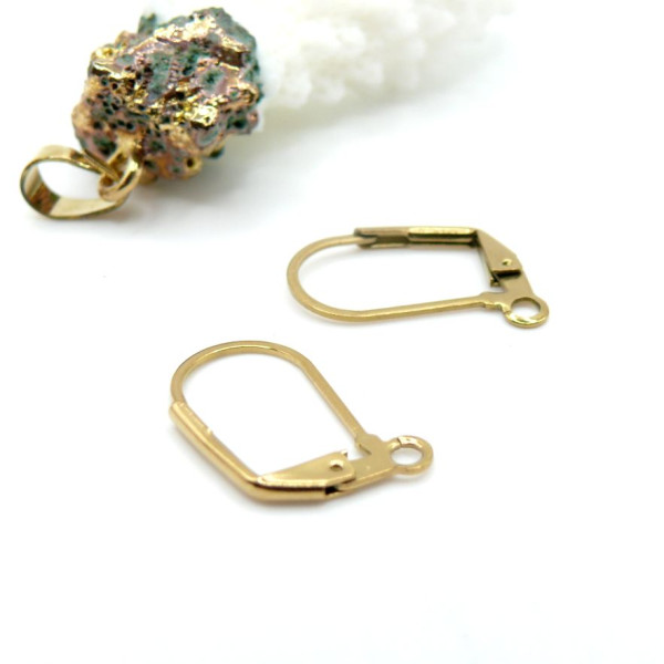 Boucles d'oreille dormeuses avec anneau 17mm – Acier Inoxydable doré à l'or fin 18K Ionique