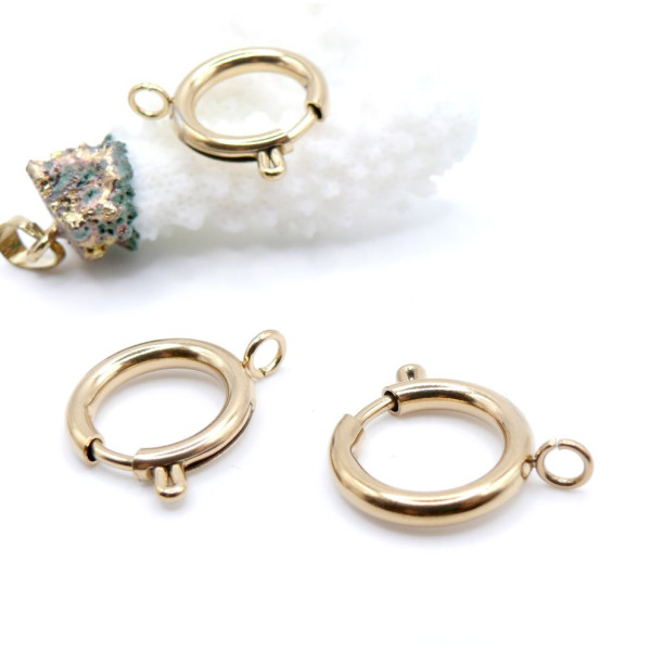 Fermoir Mousqueton Rond 17mm – Acier Inoxydable 304 Doré