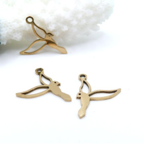 Pendentifs Oiseau 13 mm – Acier Inoxydable Doré