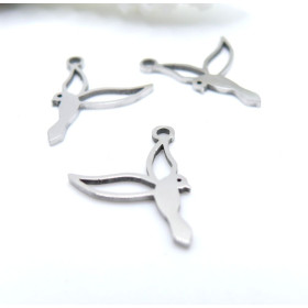 Pendentifs Oiseau 13 mm – Acier Inoxydable Argenté