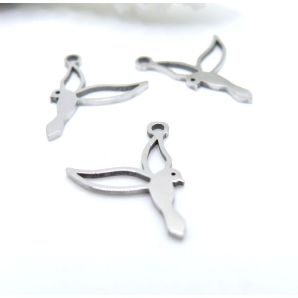 Pendentifs Oiseau 13 mm – Acier Inoxydable Argenté